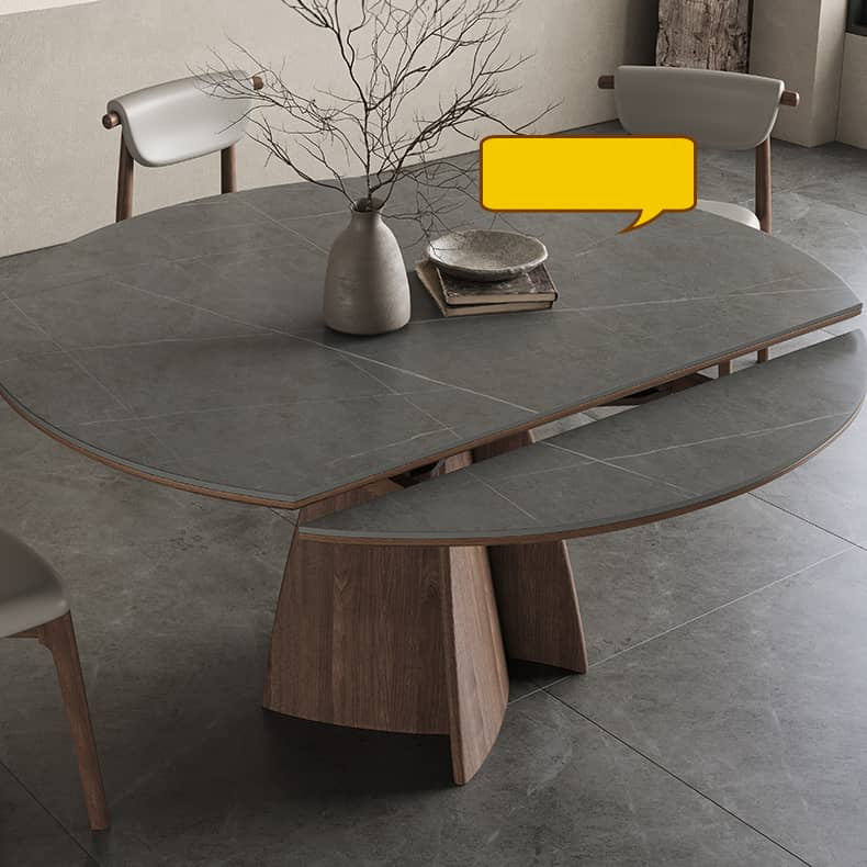 Modern Table with Elegant Gray Sintered Stone and Ash Wood Multi-Layer Board hagst-580