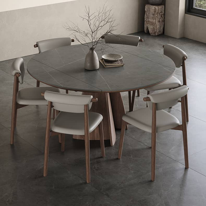Modern Table with Elegant Gray Sintered Stone and Ash Wood Multi-Layer Board hagst-580