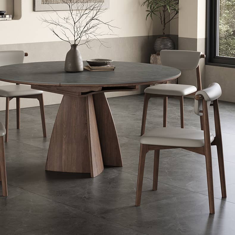 Modern Table with Elegant Gray Sintered Stone and Ash Wood Multi-Layer Board hagst-580