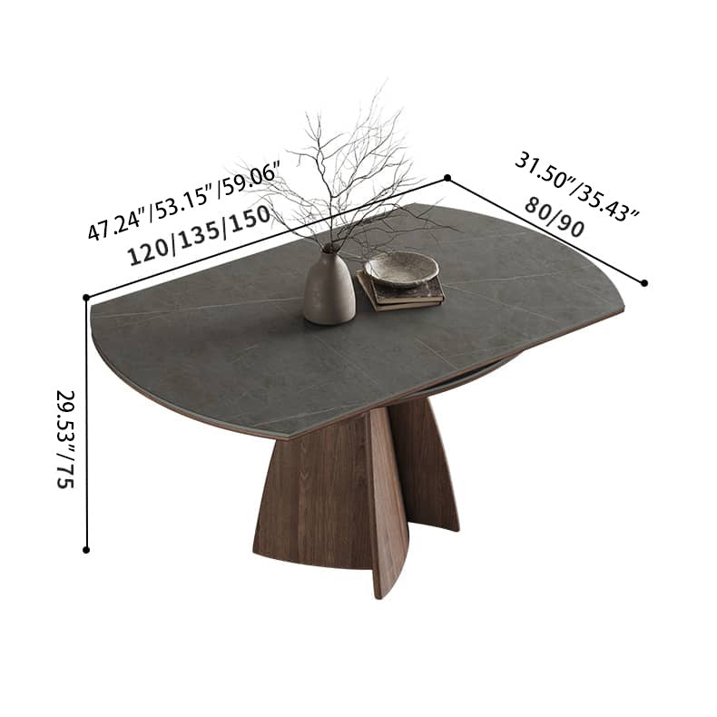 Modern Table with Elegant Gray Sintered Stone and Ash Wood Multi-Layer Board hagst-580
