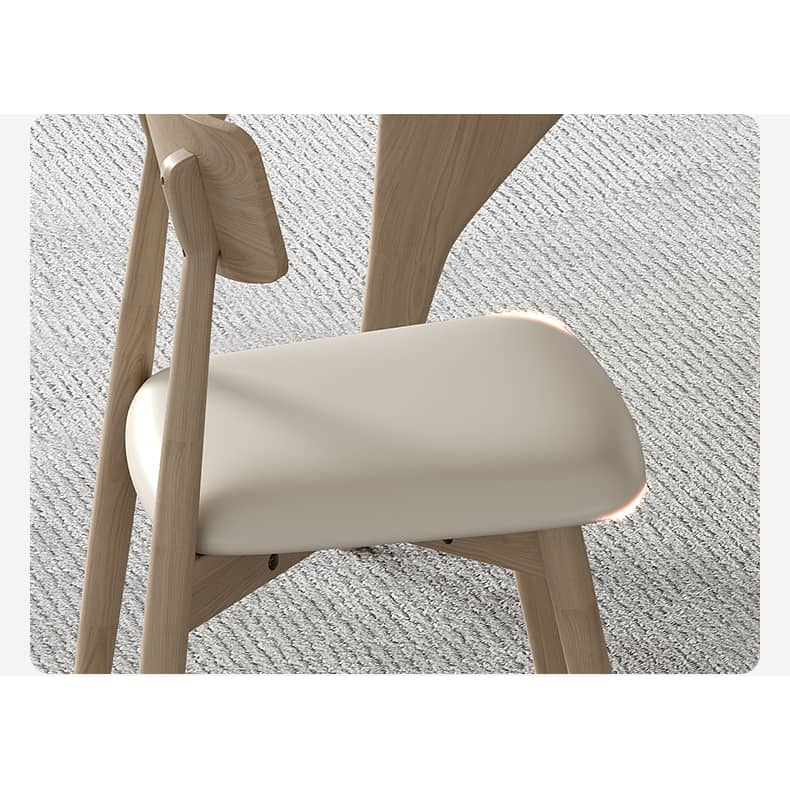 Sleek Off-White Faux Leather Chair with Natural Oak Wood Finish & Plush Foam Cushion hagst-814