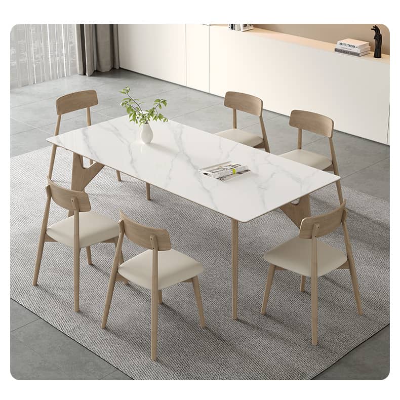 Sleek Off-White Faux Leather Chair with Natural Oak Wood Finish & Plush Foam Cushion hagst-814