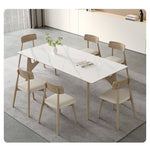 Sleek Off-White Faux Leather Chair with Natural Oak Wood Finish & Plush Foam Cushion hagst-814