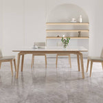 Elegant Off White Chair with Natural Ash Wood and Faux Leather Upholstery hagst-816