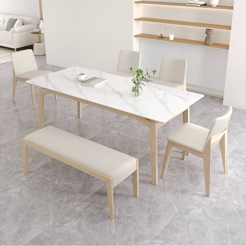 Elegant Off White Chair with Natural Ash Wood and Faux Leather Upholstery hagst-816