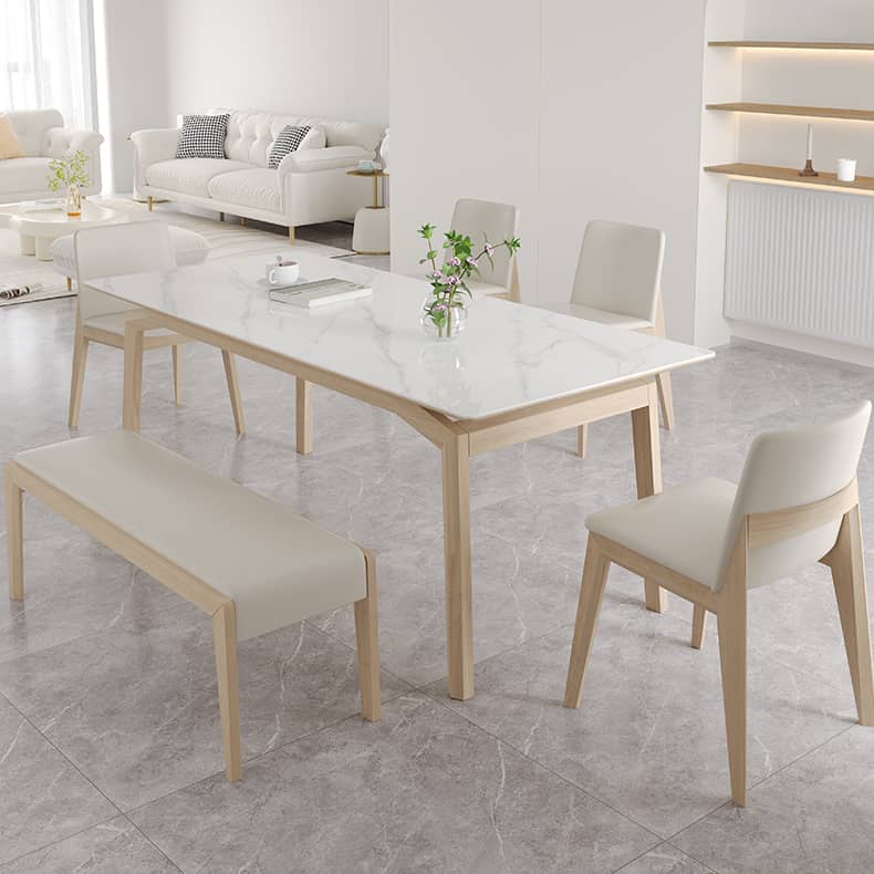 Elegant Off White Chair with Natural Ash Wood and Faux Leather Upholstery hagst-816