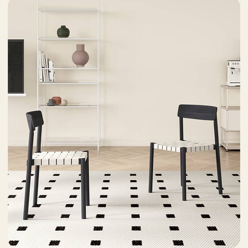 Elegant White & Black Linen Chair with Solid Wood Frame for Timeless Style hagst-818