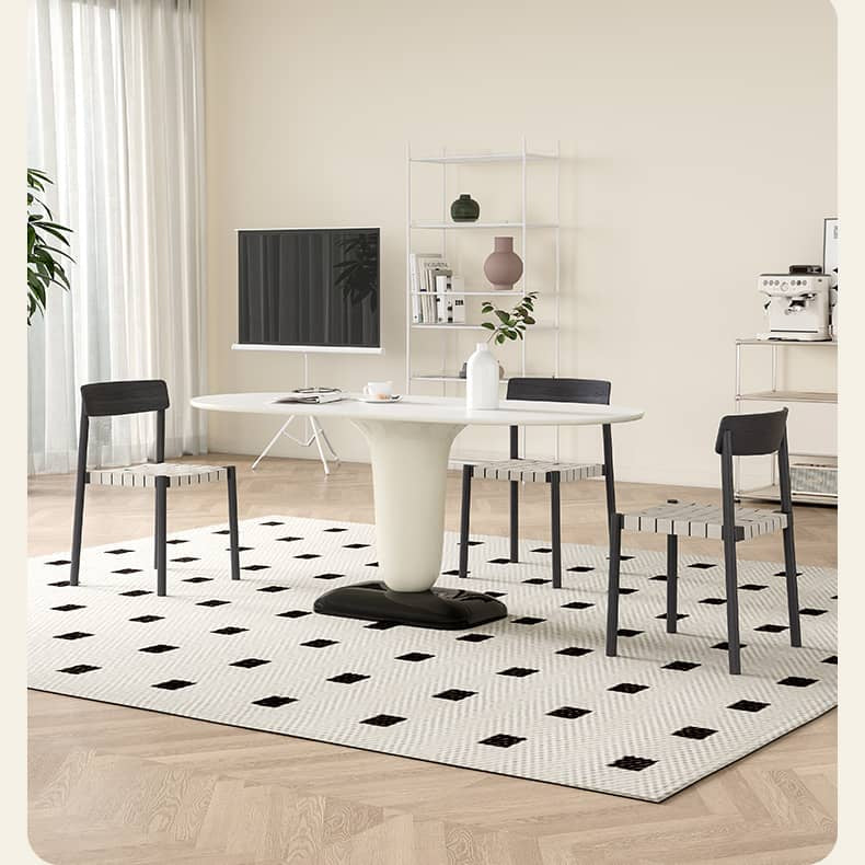 Elegant White & Black Linen Chair with Solid Wood Frame for Timeless Style hagst-818