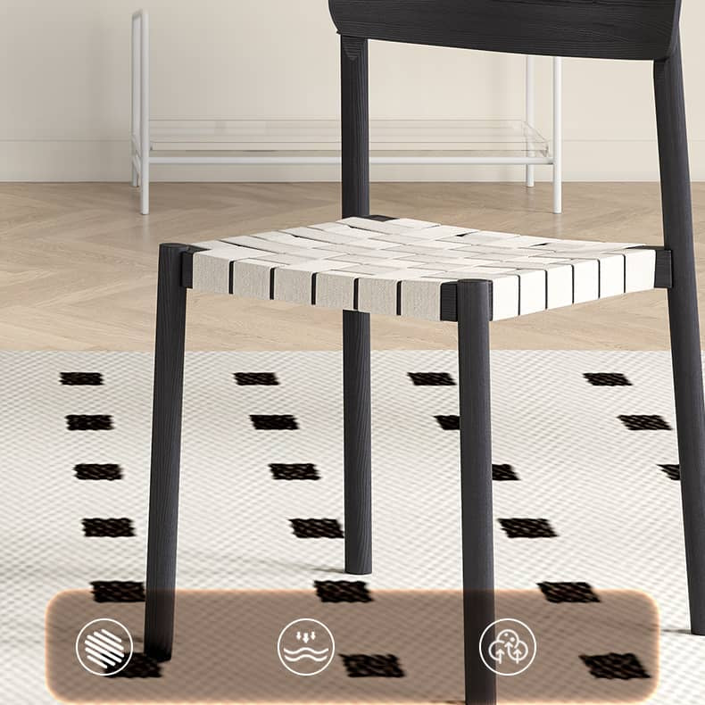 Elegant White & Black Linen Chair with Solid Wood Frame for Timeless Style hagst-818