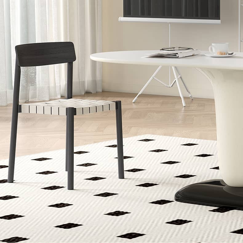 Elegant White & Black Linen Chair with Solid Wood Frame for Timeless Style hagst-818