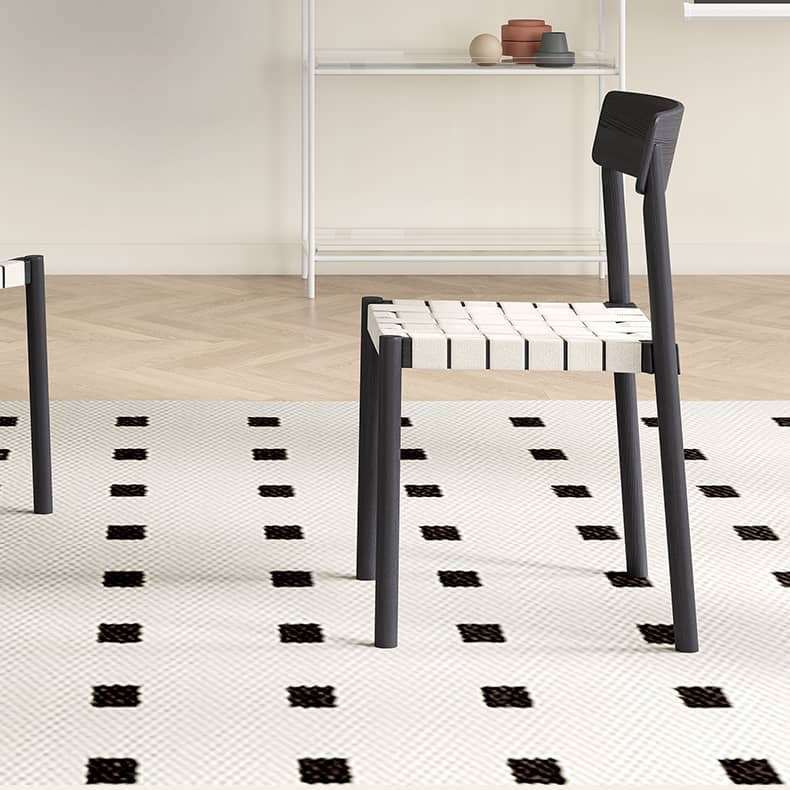 Elegant White & Black Linen Chair with Solid Wood Frame for Timeless Style hagst-818