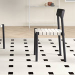 Elegant White & Black Linen Chair with Solid Wood Frame for Timeless Style hagst-818