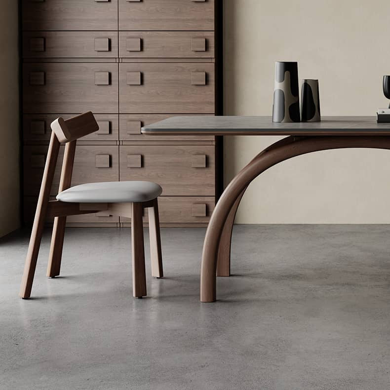 Elegant White Faux Leather Chair with Oak Wood Frame and Comfortable Foam Cushion - Brown and Grey Options Available hagst-821