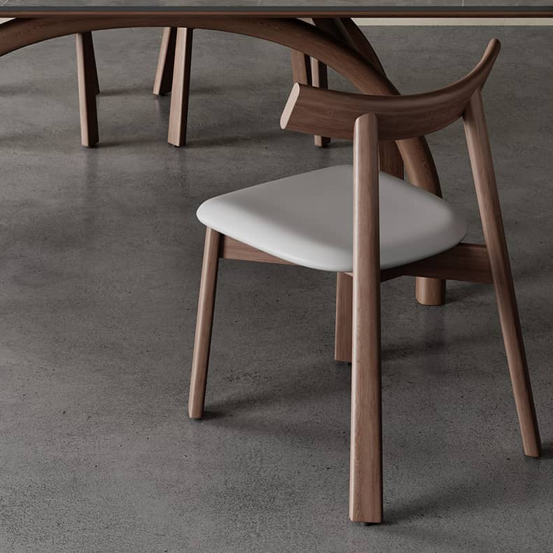 Elegant White Faux Leather Chair with Oak Wood Frame and Comfortable Foam Cushion - Brown and Grey Options Available hagst-821