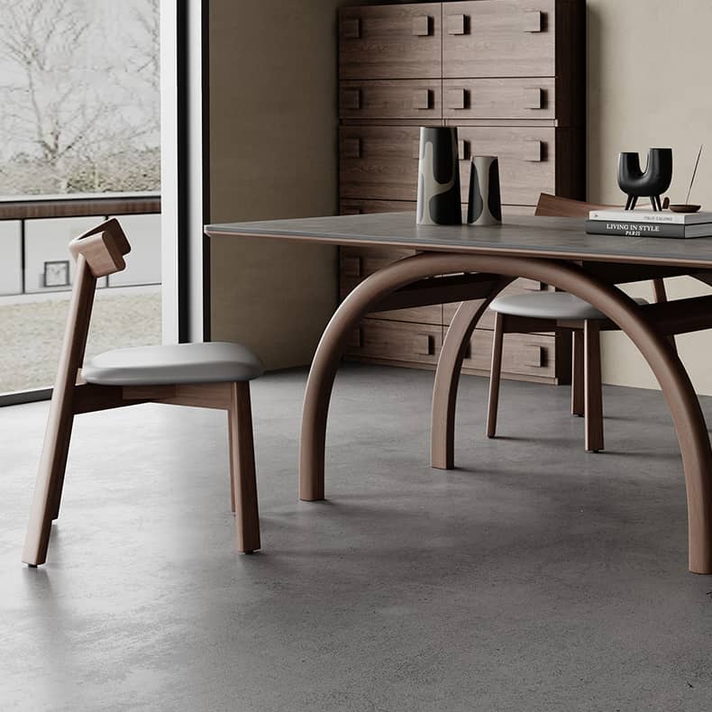 Elegant White Faux Leather Chair with Oak Wood Frame and Comfortable Foam Cushion - Brown and Grey Options Available hagst-821