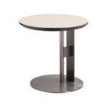 Stylish Synthetic Leather and Stainless Steel Tea Table – Modern Minimalist Round Side Table for Living Room Décor hakt-5147