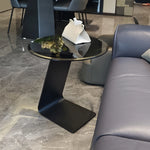 Modern Round Tempered Glass Coffee Table with Aluminum Alloy Base - Stylish Living Room Accent hakt-5148