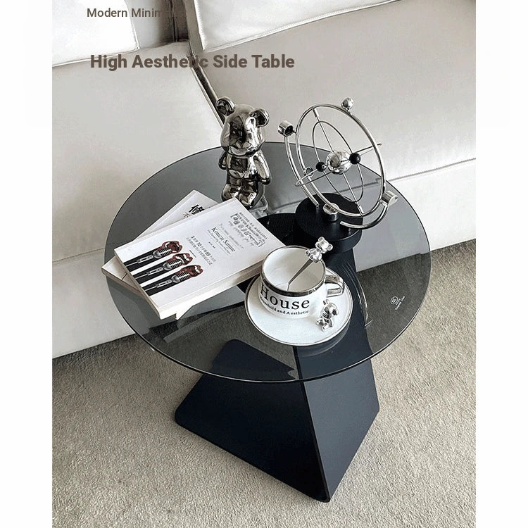 Modern Round Tempered Glass Coffee Table with Aluminum Alloy Base - Stylish Living Room Accent hakt-5148
