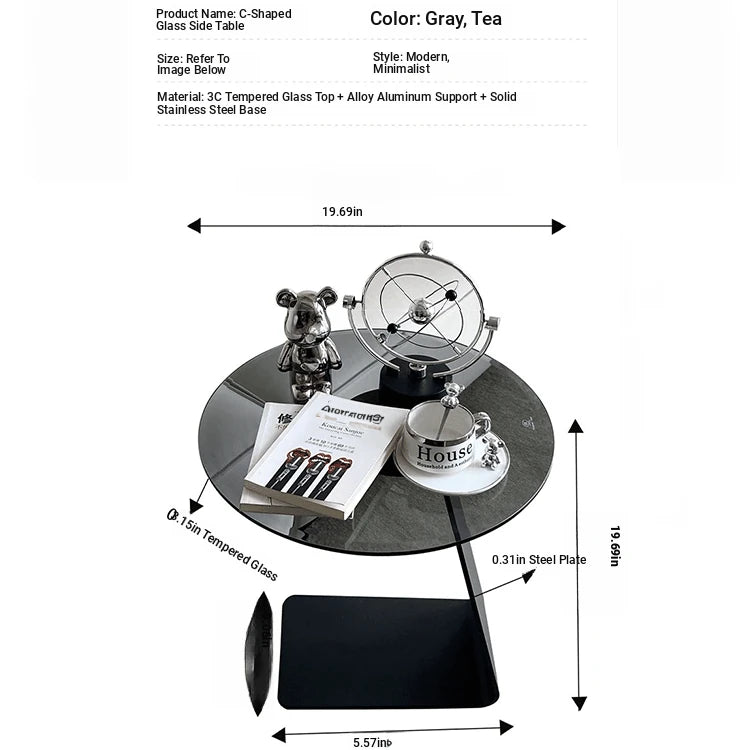 Modern Round Tempered Glass Coffee Table with Aluminum Alloy Base - Stylish Living Room Accent hakt-5148