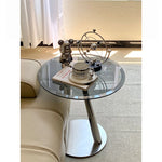 Stylish Stainless Steel & Tempered Glass Tea Table - Modern Accent for Living Room & Home Décor hakt-5150