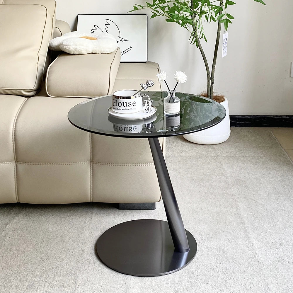 Stylish Stainless Steel & Tempered Glass Tea Table - Modern Accent for Living Room & Home Décor hakt-5150