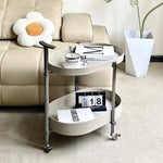 Stylish Synthetic Leather and Stainless Steel Tea Table with Wheels - Modern Home Decor للبيع hakt-5152