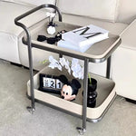 Stylish Synthetic Leather and Stainless Steel Tea Table with Wheels - Modern Home Decor للبيع hakt-5152