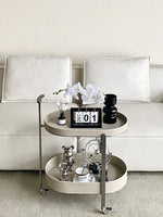 Stylish Synthetic Leather and Stainless Steel Tea Table with Wheels - Modern Home Decor للبيع hakt-5152