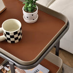 Stylish Synthetic Leather and Stainless Steel Tea Table with Wheels - Modern Home Decor للبيع hakt-5152