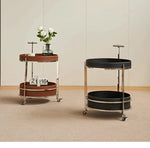 Stylish Synthetic Leather and Stainless Steel Tea Table with Dual Storage Shelves – Modern Home Decor Accent hakt-5153