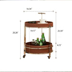 Stylish Synthetic Leather and Stainless Steel Tea Table with Dual Storage Shelves – Modern Home Decor Accent hakt-5153