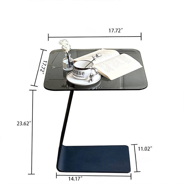 Stylish Tempered Glass Tea Table with Modern Black Base - Perfect for Living Room Décor hakt-5155