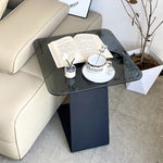 Stylish Tempered Glass Tea Table with Modern Black Base - Perfect for Living Room Décor hakt-5155
