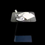 Stylish Tempered Glass Tea Table with Modern Black Base - Perfect for Living Room Décor hakt-5155