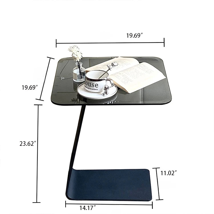 Stylish Tempered Glass Tea Table with Modern Black Base - Perfect for Living Room Décor hakt-5155