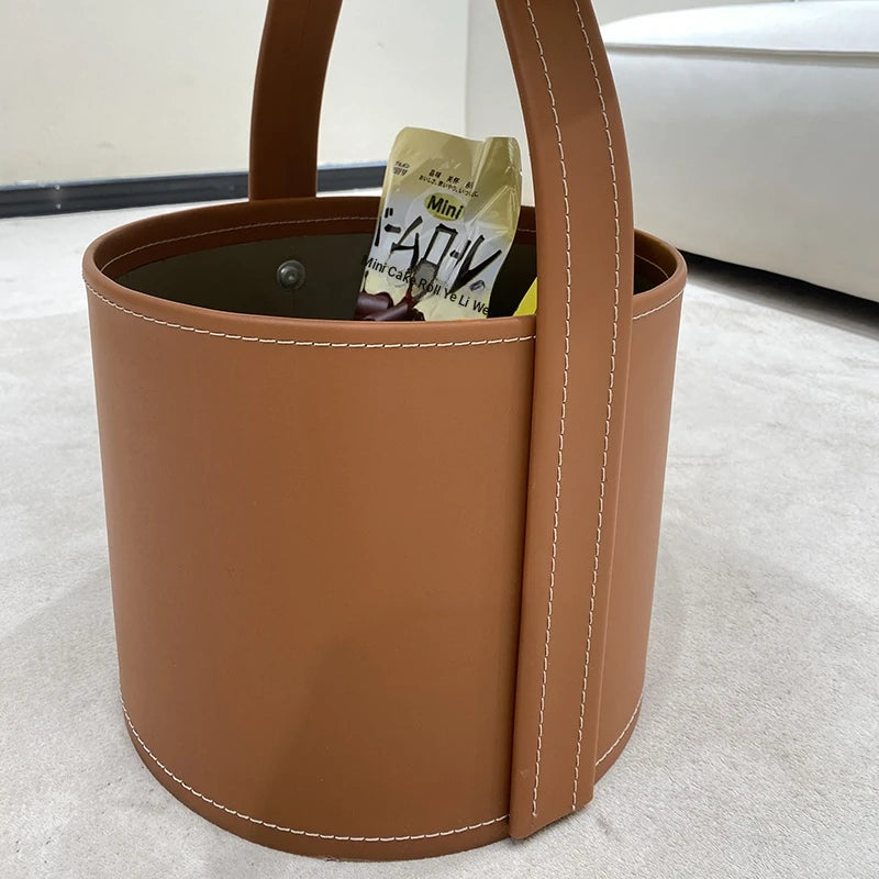 Stylish Synthetic Leather Tea Table with Convenient Storage - Modern Home Décor Essential hakt-5156