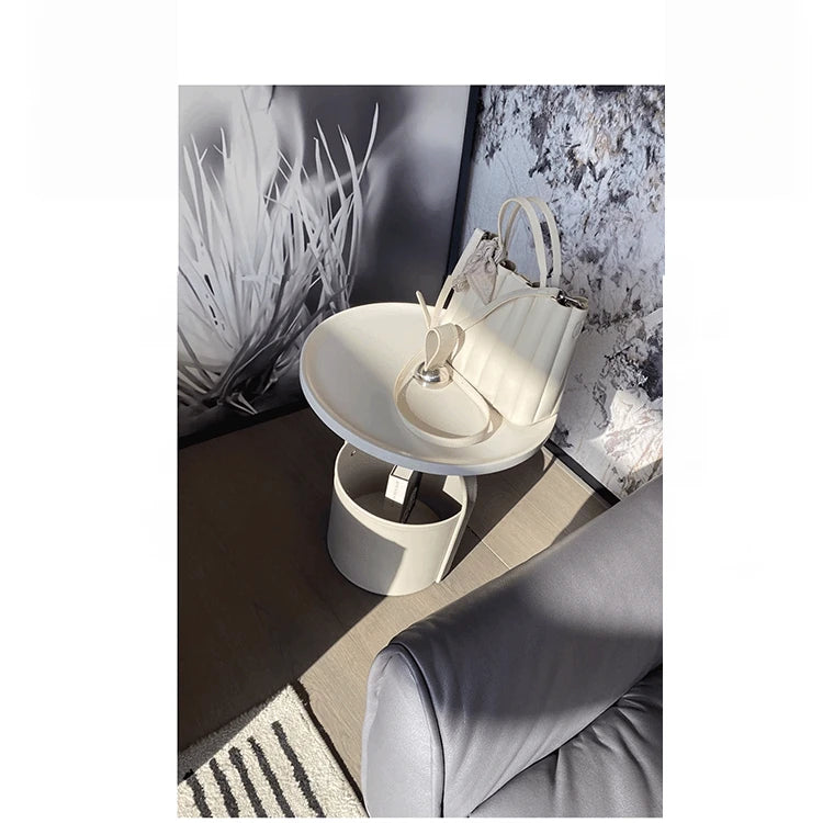 Stylish Synthetic Leather Tea Table with Convenient Storage - Modern Home Décor Essential hakt-5156