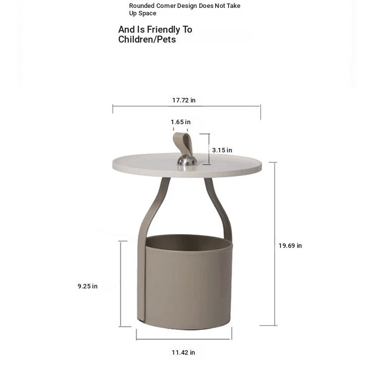 Stylish Synthetic Leather Tea Table with Convenient Storage - Modern Home Décor Essential hakt-5156