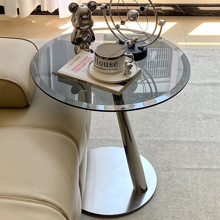 Stylish Tempered Glass and Stainless Steel Tea Table for Modern Living Rooms hakt-5158