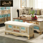 Elegant Oak Stool with Tufted Cushion – Stylish Storage Solution for Any Room halmh-5295