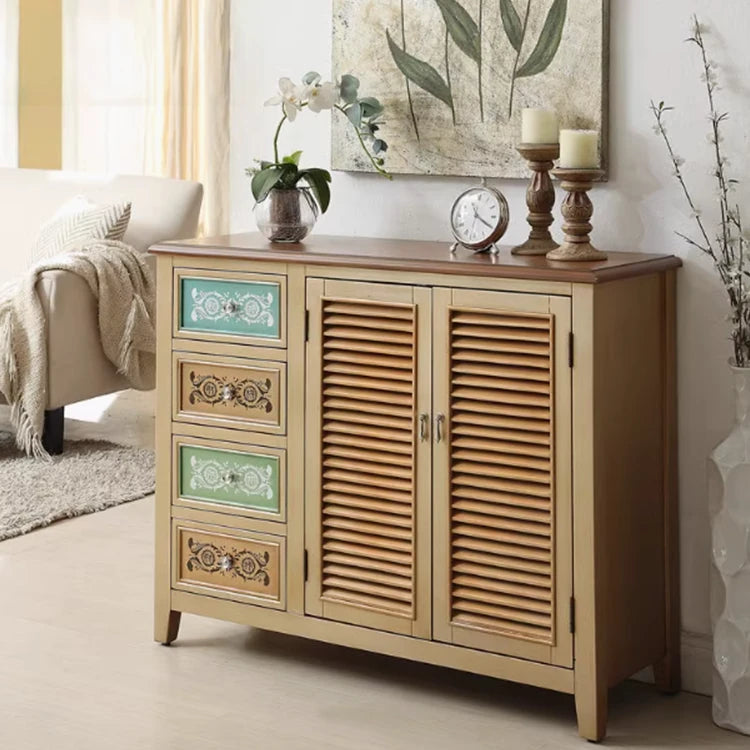 Elegant Oak Shoe Cabinet with Unique Decorative Drawers – Stylish Storage Solution for Your Entryway halmh-5296