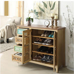 Elegant Oak Shoe Cabinet with Unique Decorative Drawers – Stylish Storage Solution for Your Entryway halmh-5296
