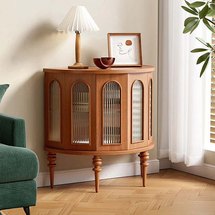 Stylish Glass and Solid Wood Entryway Cabinet - Elegant Storage Solution for Your Home Décor halmh-5297