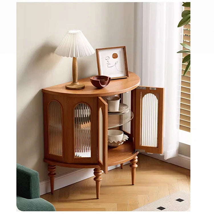 Stylish Glass and Solid Wood Entryway Cabinet - Elegant Storage Solution for Your Home Décor halmh-5297