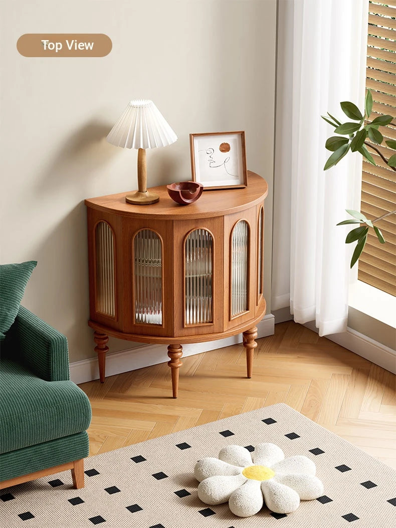 Stylish Glass and Solid Wood Entryway Cabinet - Elegant Storage Solution for Your Home Décor halmh-5297