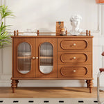 Elegant Solid Wood Cherry Sideboard with Glass Doors and Drawers - Stylish Storage for Living Room or Dining Room halmh-5299