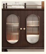 Elegant Solid Wood Cherry Sideboard with Glass Doors and Drawers - Stylish Storage for Living Room or Dining Room halmh-5299