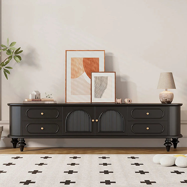 Elegant Solid Wood TV Stand with Glass Doors - Stylish Multi-Layer Storage Unit for Living Room Decor halmh-5301