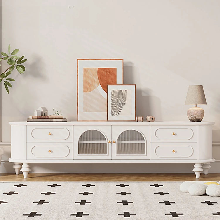 Elegant Solid Wood TV Stand with Glass Doors - Stylish Multi-Layer Storage Unit for Living Room Decor halmh-5301