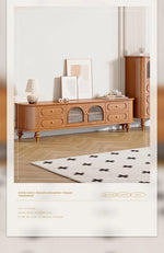 Elegant Solid Wood TV Stand with Glass Doors - Stylish Multi-Layer Storage Unit for Living Room Decor halmh-5301